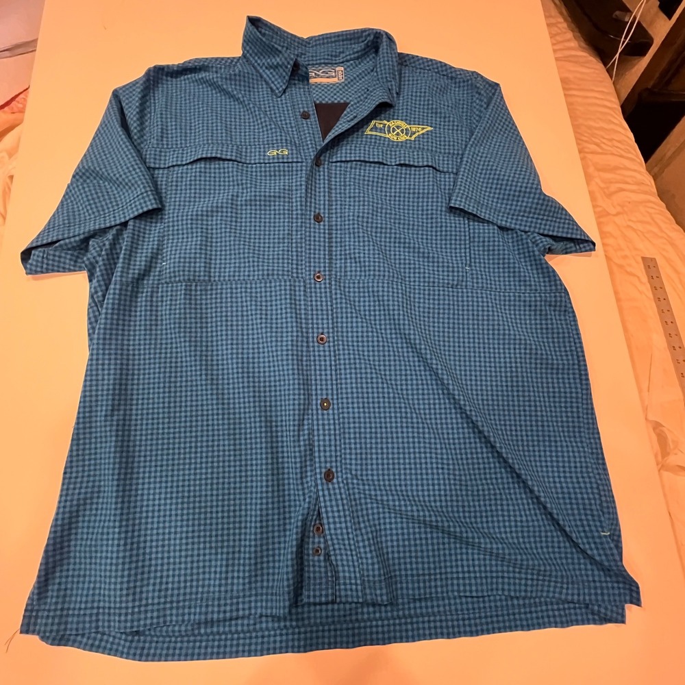 GameGuard Outdoors Mens 3X Blue Check Nashville Gun Club Fishing Shirt 1031